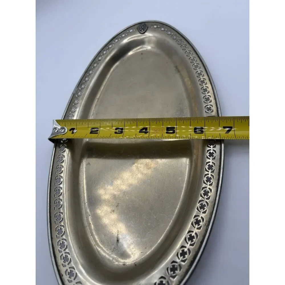 Vintage Sheffield EPNS Pierced Silverplate Oval Tray 13” Made In USA